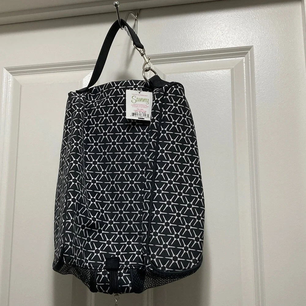 Black Geometric Travel Shoe Bag - Unbranded